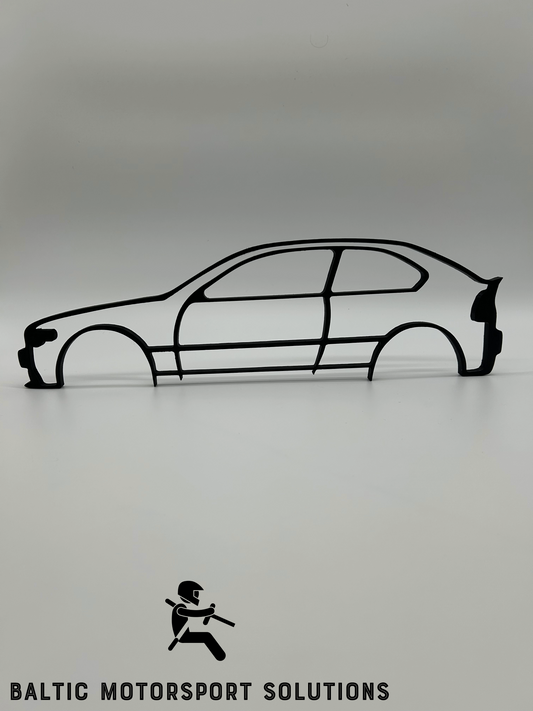 BMW E46 Compact Silhouette 3D Printed Wall Art