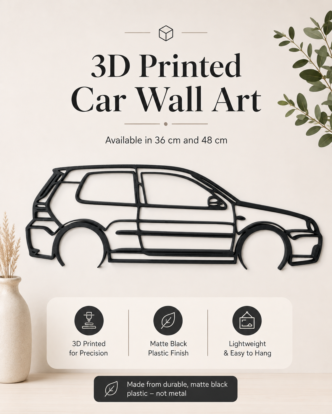 Volkswagen Golf Mk4 R32 3D Printed Wall Art – Classic VW Garage & Man Cave Decor