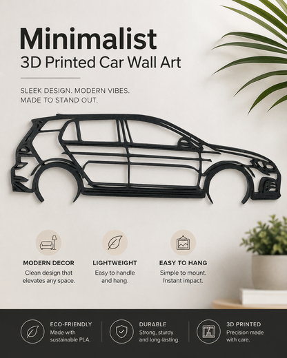 Volkswagen Golf Mk7 GTI 3D Printed Wall Art – VW Garage & Man Cave Decor