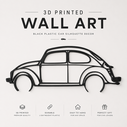 Volkswagen Beetle 3D Printed Wall Art, Classic VW Car Decor, Car Lover Gift