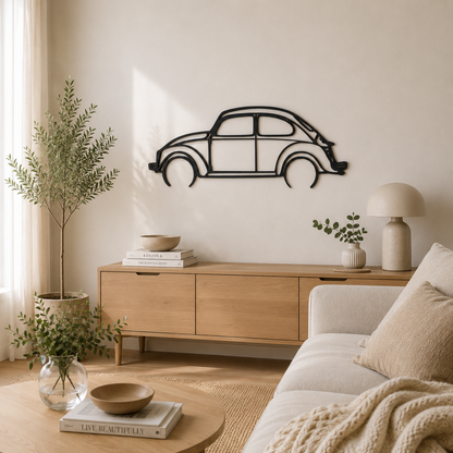 Volkswagen Beetle 3D Printed Wall Art, Classic VW Car Decor, Car Lover Gift