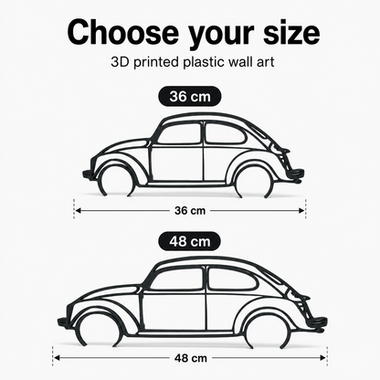 Volkswagen Beetle 3D Printed Wall Art, Classic VW Car Decor, Car Lover Gift