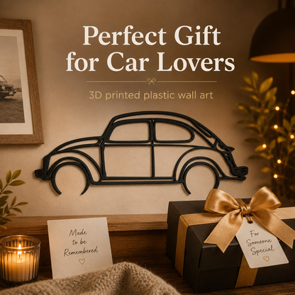 Volkswagen Beetle 3D Printed Wall Art, Classic VW Car Decor, Car Lover Gift