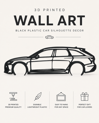 Audi RS6 2022 3D Printed Wall Art, C8 Avant Car Decor, Car Lover Gift