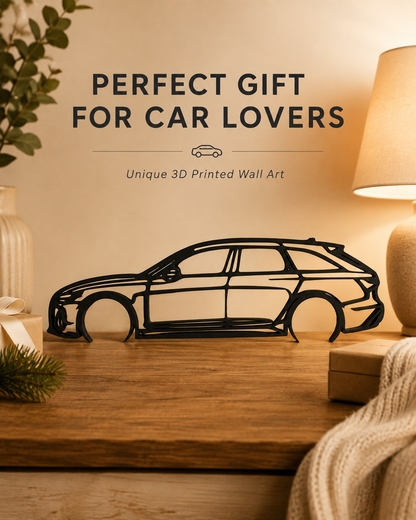 Audi RS6 2022 3D Printed Wall Art, C8 Avant Car Decor, Car Lover Gift