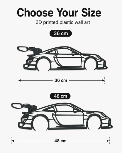 Porsche 911 GT2 RS Clubsport 3D Printed Wall Art, Racing Car Decor, Car Lover Gift
