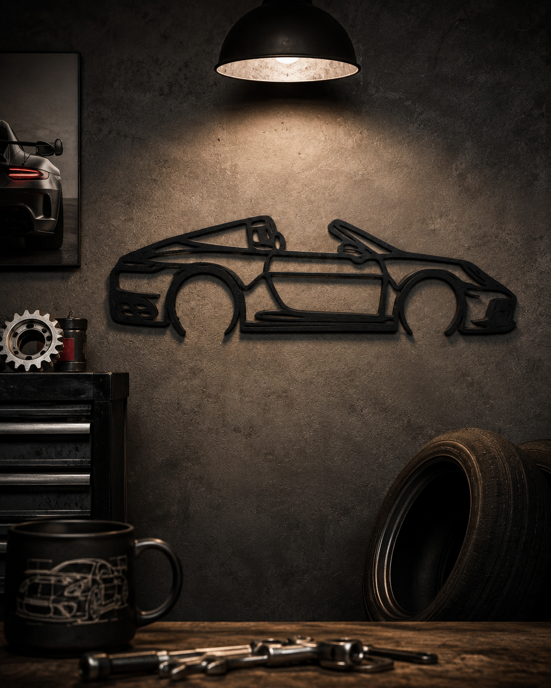 Porsche 911 Targa 2022 3D Wall Art, Sports Car Decor, Car Lover Gift