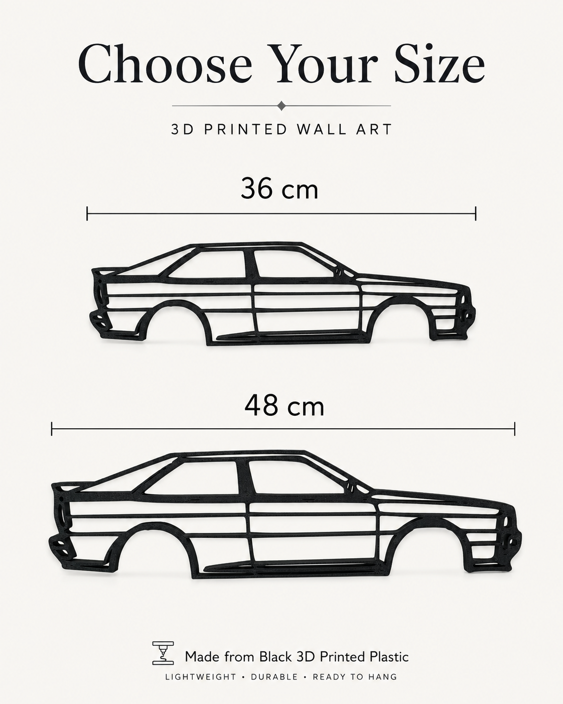 Audi Quattro 1990 3D Printed Wall Art, Classic Rally Car Decor, Car Lover Gift