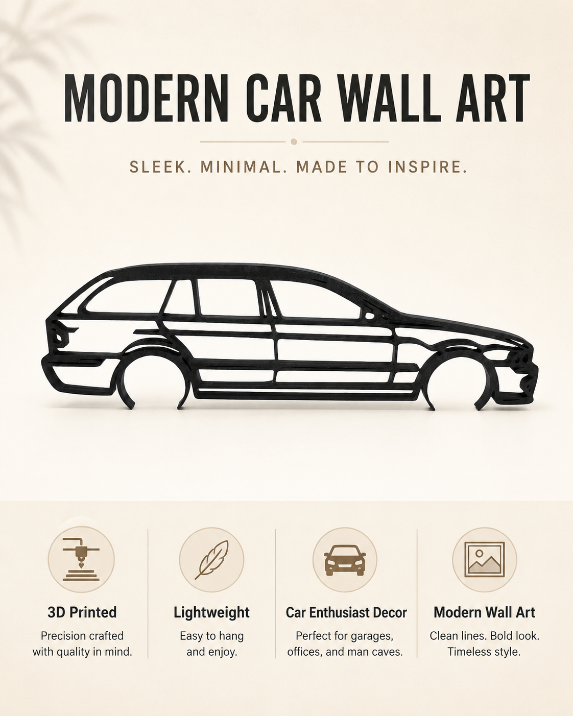 BMW E39 Touring 3D Printed Wall Art – Automotive Garage & Man Cave Decor
