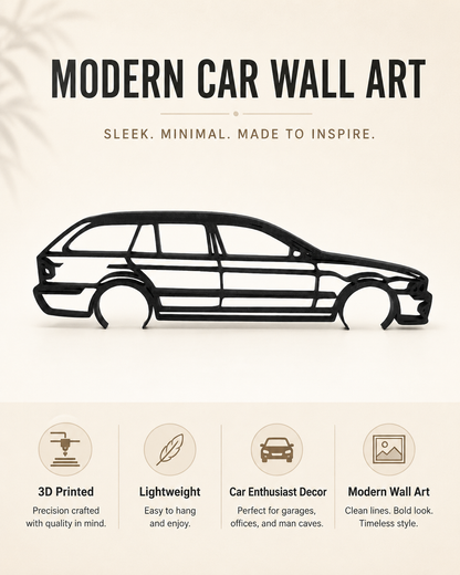 BMW E39 Touring 3D Printed Wall Art – Automotive Garage & Man Cave Decor