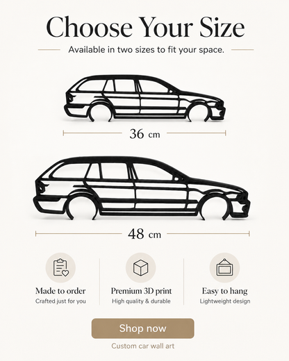 BMW E39 Touring 3D Printed Wall Art – Automotive Garage & Man Cave Decor