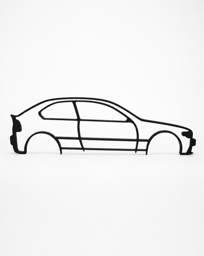 BMW E46 Compact Silhouette 3D Printed Wall Art