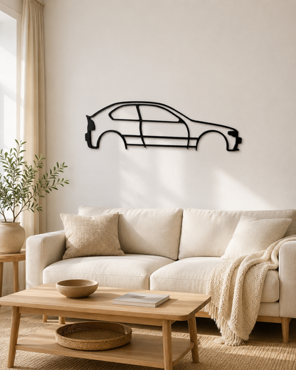 BMW E46 Compact Silhouette 3D Printed Wall Art