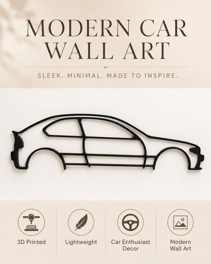 BMW E46 Compact Silhouette 3D Printed Wall Art