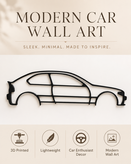 BMW E46 Compact Silhouette 3D Printed Wall Art