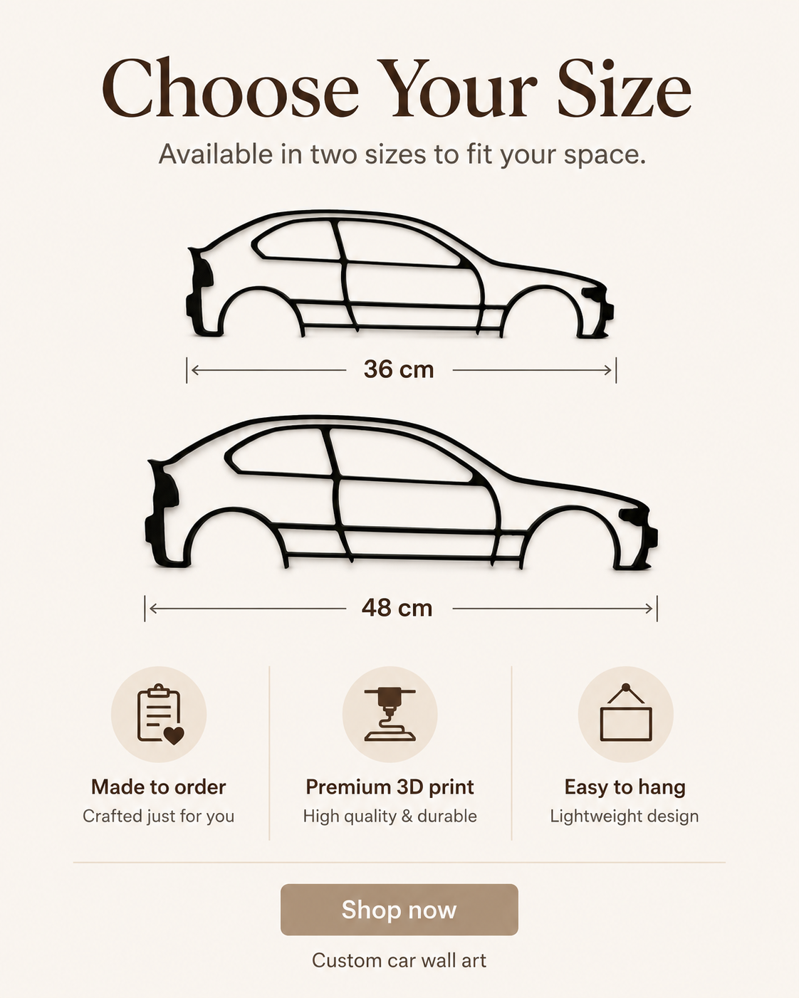 BMW E46 Compact Silhouette 3D Printed Wall Art