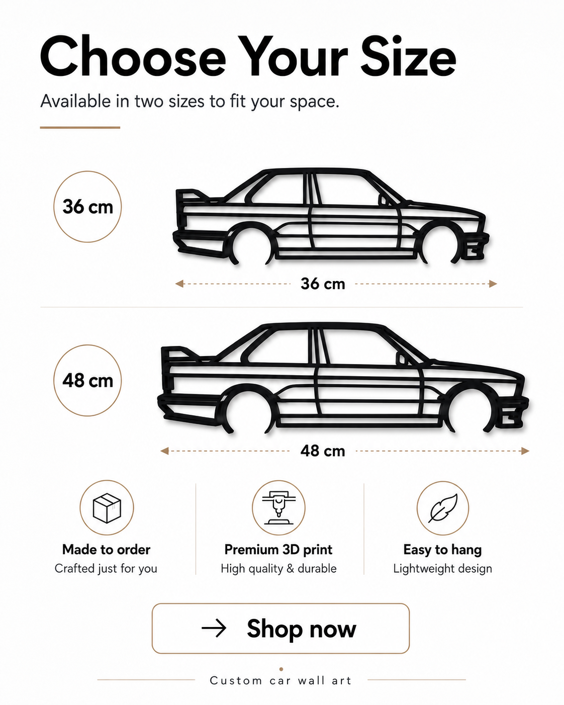 BMW M3 E30 3D Printed Wall Art – Classic Automotive Garage & Man Cave Decor