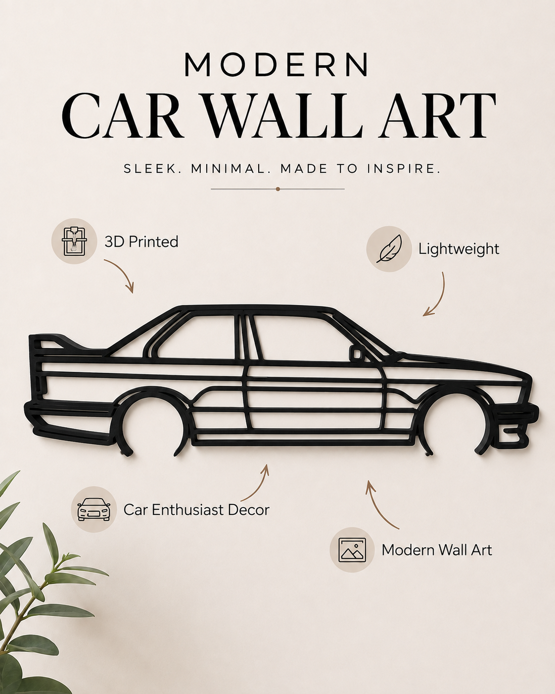 BMW M3 E30 3D Printed Wall Art – Classic Automotive Garage & Man Cave Decor