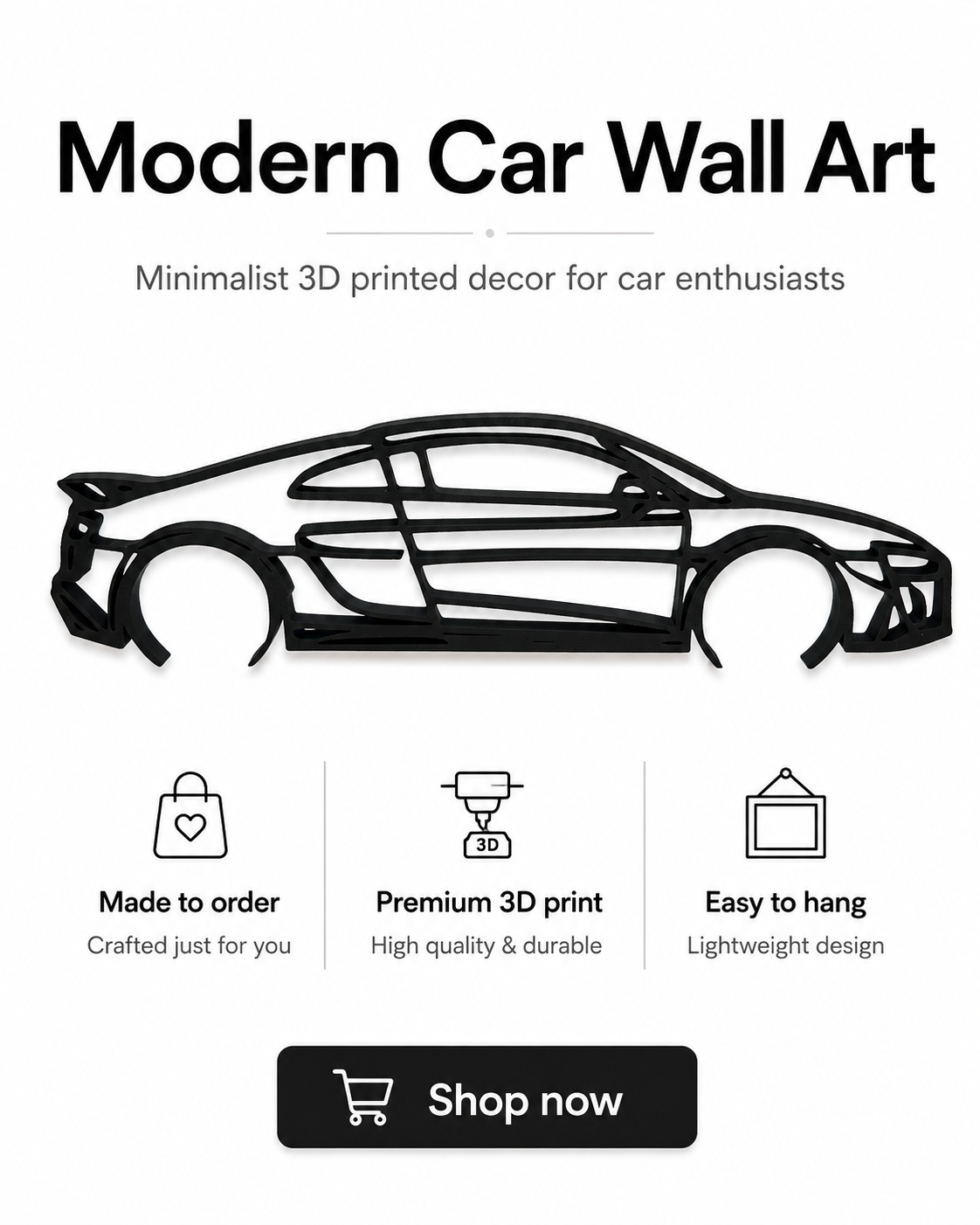 Audi R8 3D Printed Wall Art – Supercar Garage & Man Cave Decor