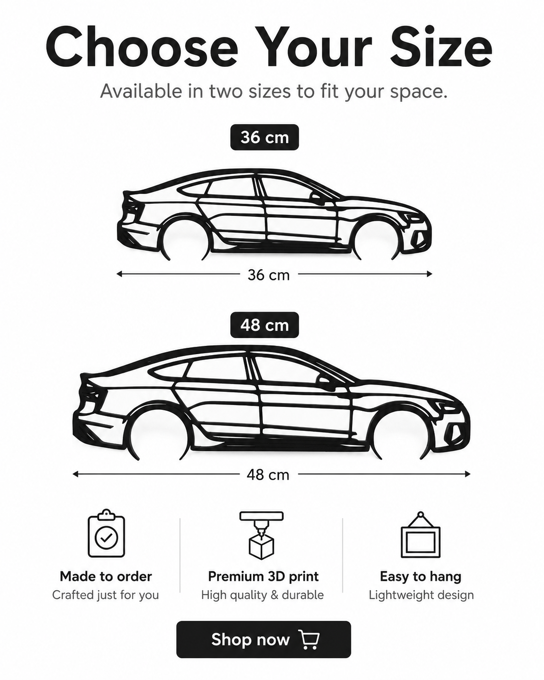 Audi RS5 SportBack 2022 Silhouette 3D Printed Wall Art
