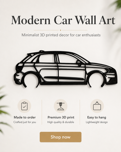 Audi A1 Sportback 2017 Silhouette 3D Printed Wall Art