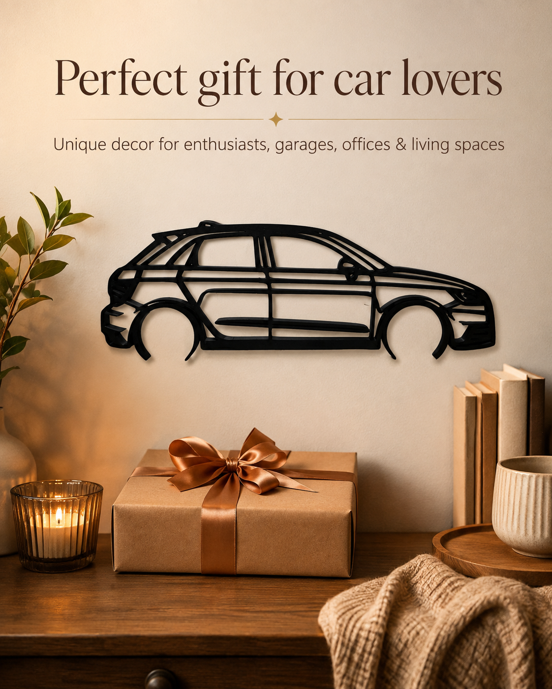 Audi A1 Sportback 2017 Silhouette 3D Printed Wall Art