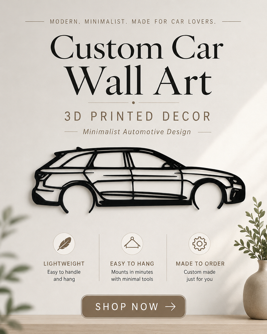 Audi RS4 Avant 2020 Silhouette 3D Printed Wall Art