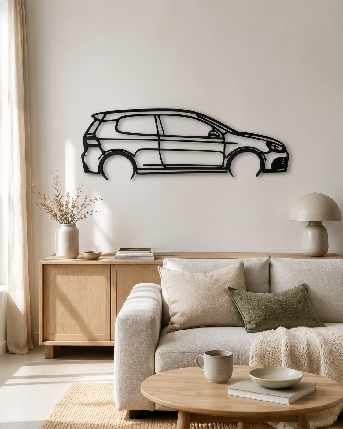 Volkswagen Golf 6 R Silhouette 3D Printed Wall Art