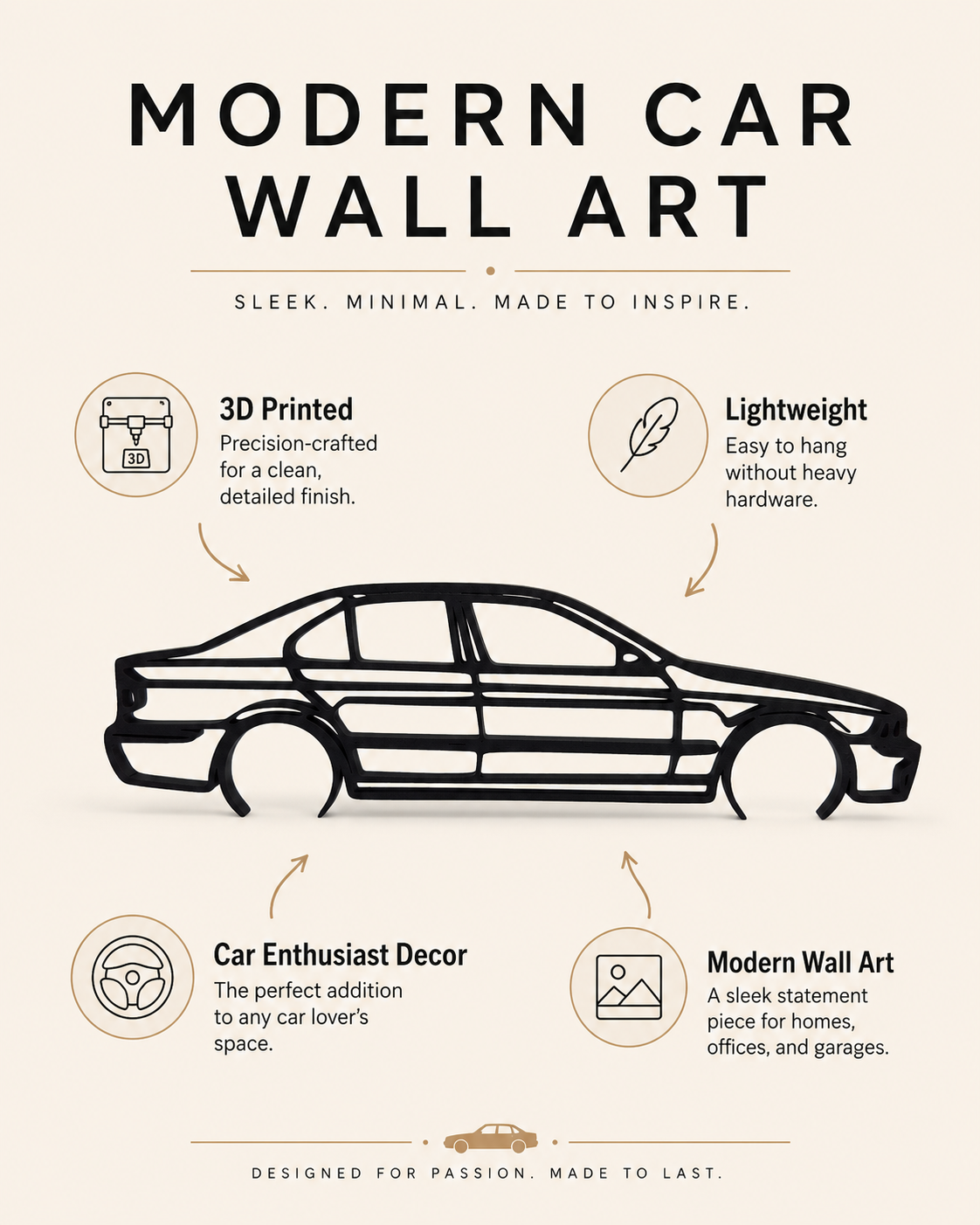 BMW M5 E39 3D Printed Wall Art – Automotive Garage & Man Cave Decor