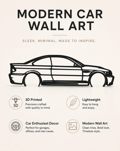 BMW M3 E46 3D Printed Wall Art – Automotive Garage & Man Cave Decor