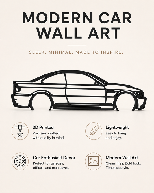 BMW M3 E46 3D Printed Wall Art – Automotive Garage & Man Cave Decor