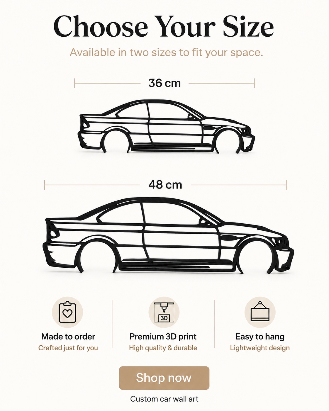BMW M3 E46 3D Printed Wall Art – Automotive Garage & Man Cave Decor