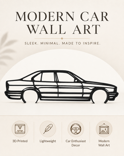 BMW E34 525i 1995 3D Printed Wall Art – Classic Automotive Garage & Man Cave Decor