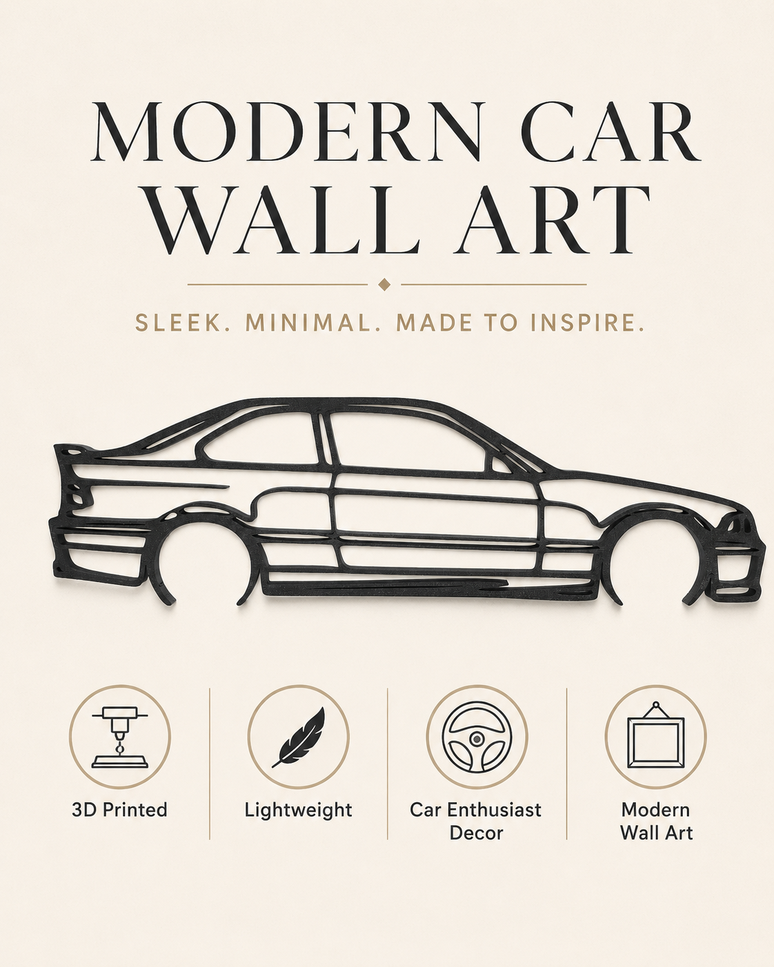 BMW M3 E36 3D Printed Wall Art – Automotive Garage & Man Cave Decor