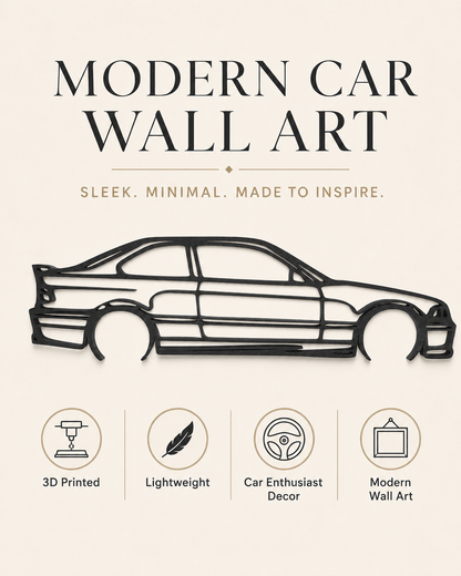 BMW M3 E36 3D Printed Wall Art – Automotive Garage & Man Cave Decor