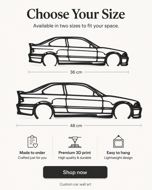 BMW M3 E36 3D Printed Wall Art – Automotive Garage & Man Cave Decor