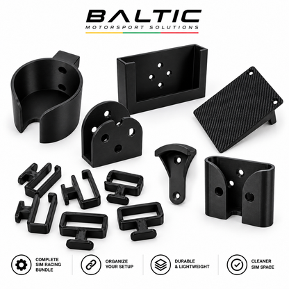 Sim Racing Cockpit Accessory Bundle for Aluminum Profile Rigs – 7-Piece Organizer Set