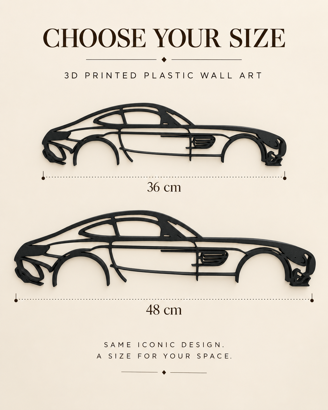 Mercedes-Benz AMG GT 3D Printed Car Silhouette Wall Art