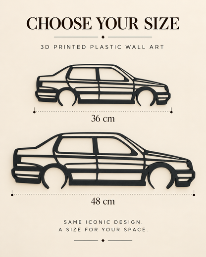 Volkswagen Jetta A3 / Mk3 3D Printed Car Silhouette Wall Art