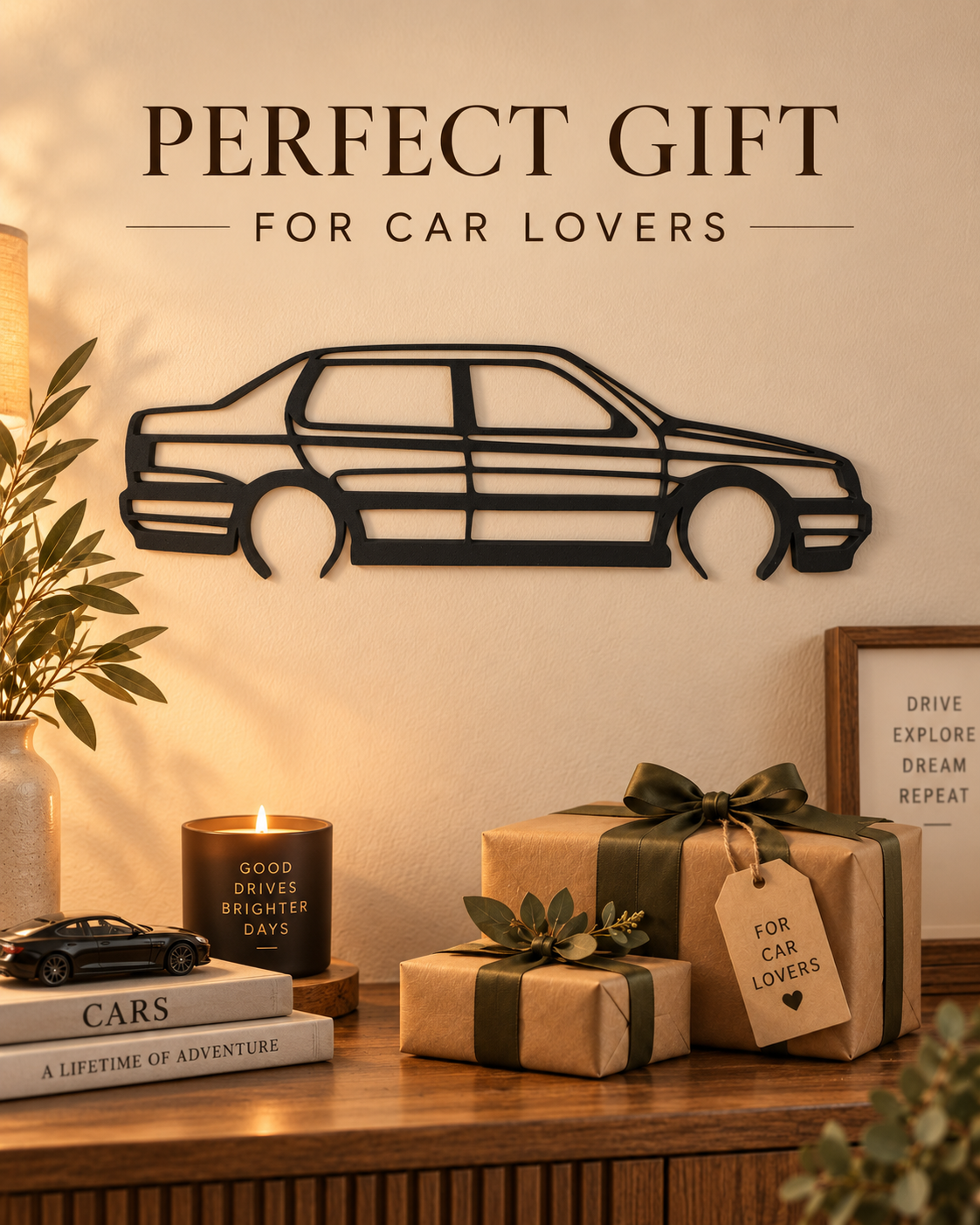 Volkswagen Jetta A3 / Mk3 3D Printed Car Silhouette Wall Art