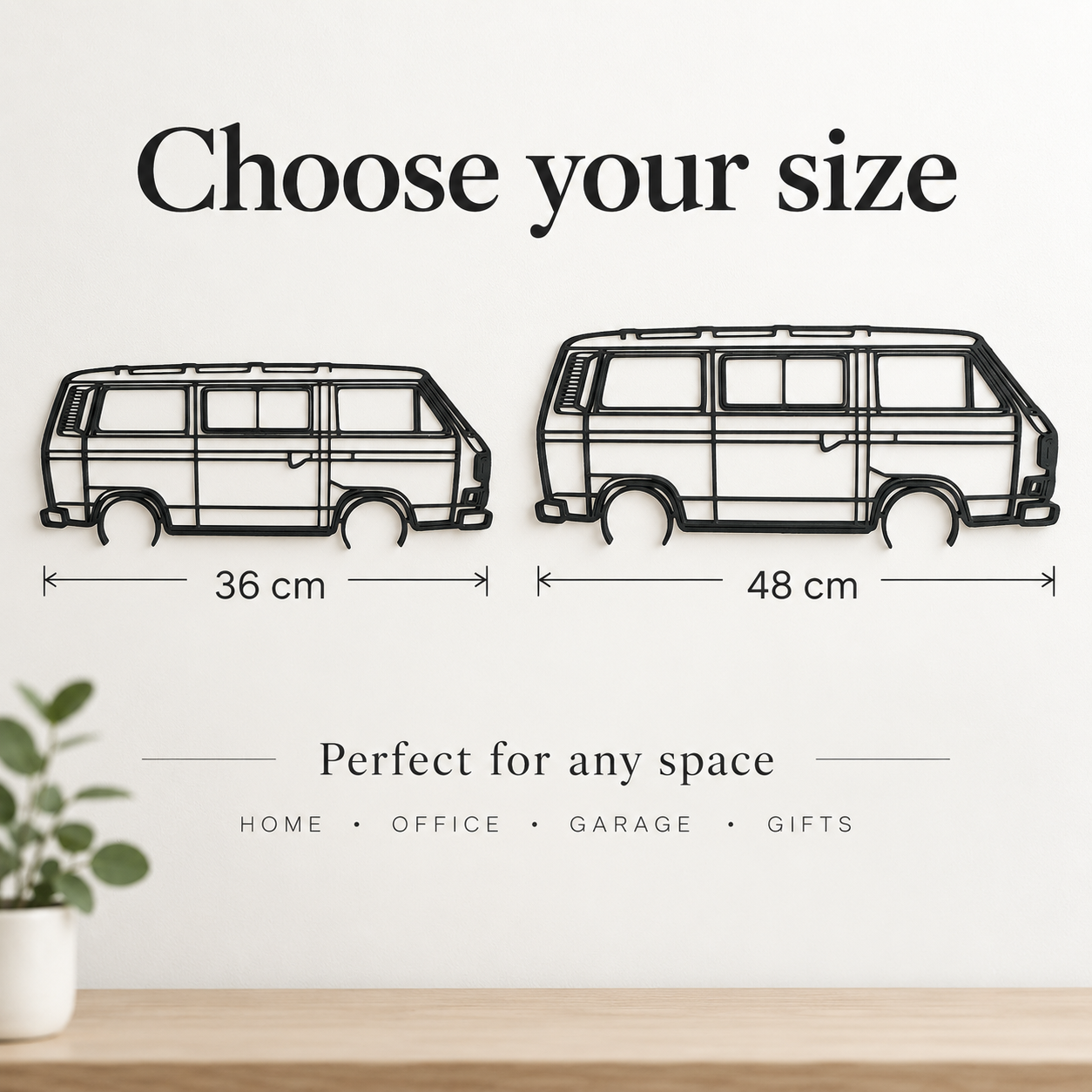 Volkswagen Transporter T3 3D Printed Van Silhouette Wall Art