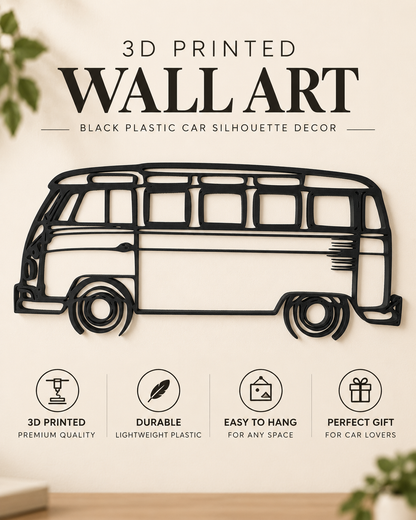 Volkswagen Transporter T1 3D Printed Van Silhouette Wall Art