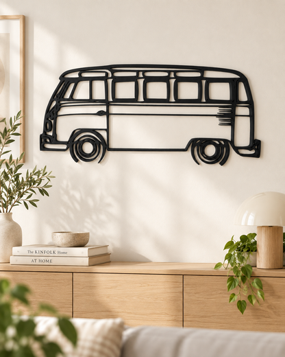 Volkswagen Transporter T1 3D Printed Van Silhouette Wall Art