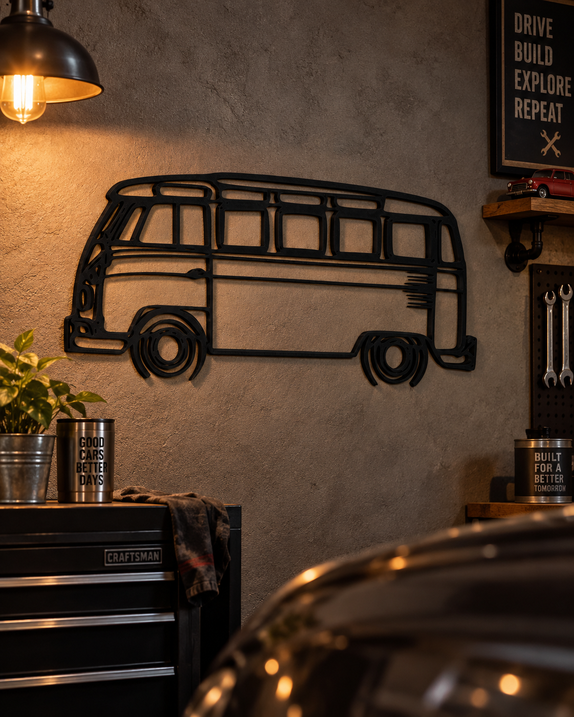 Volkswagen Transporter T1 3D Printed Van Silhouette Wall Art
