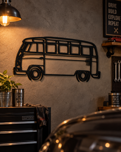 Volkswagen Transporter T1 3D Printed Van Silhouette Wall Art