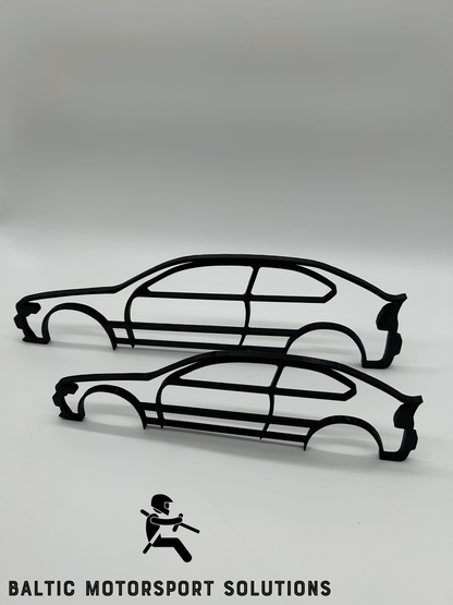 BMW E46 Compact Silhouette 3D Printed Wall Art