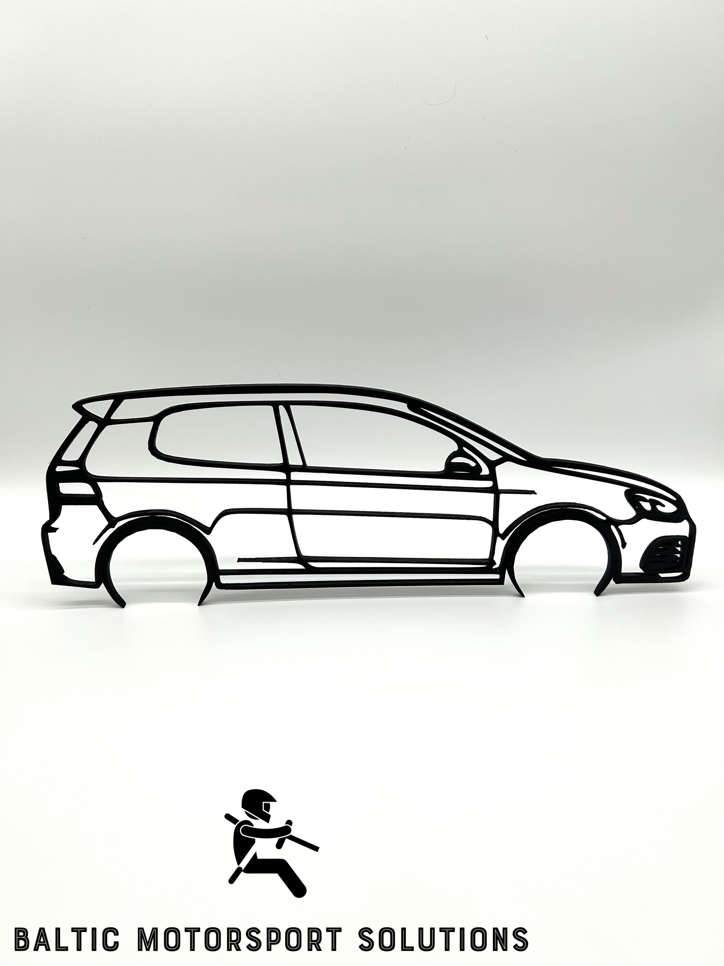 Volkswagen Golf 6 R Silhouette 3D Printed Wall Art