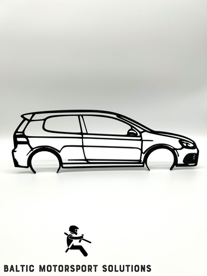 Volkswagen Golf 6 R Silhouette 3D Printed Wall Art