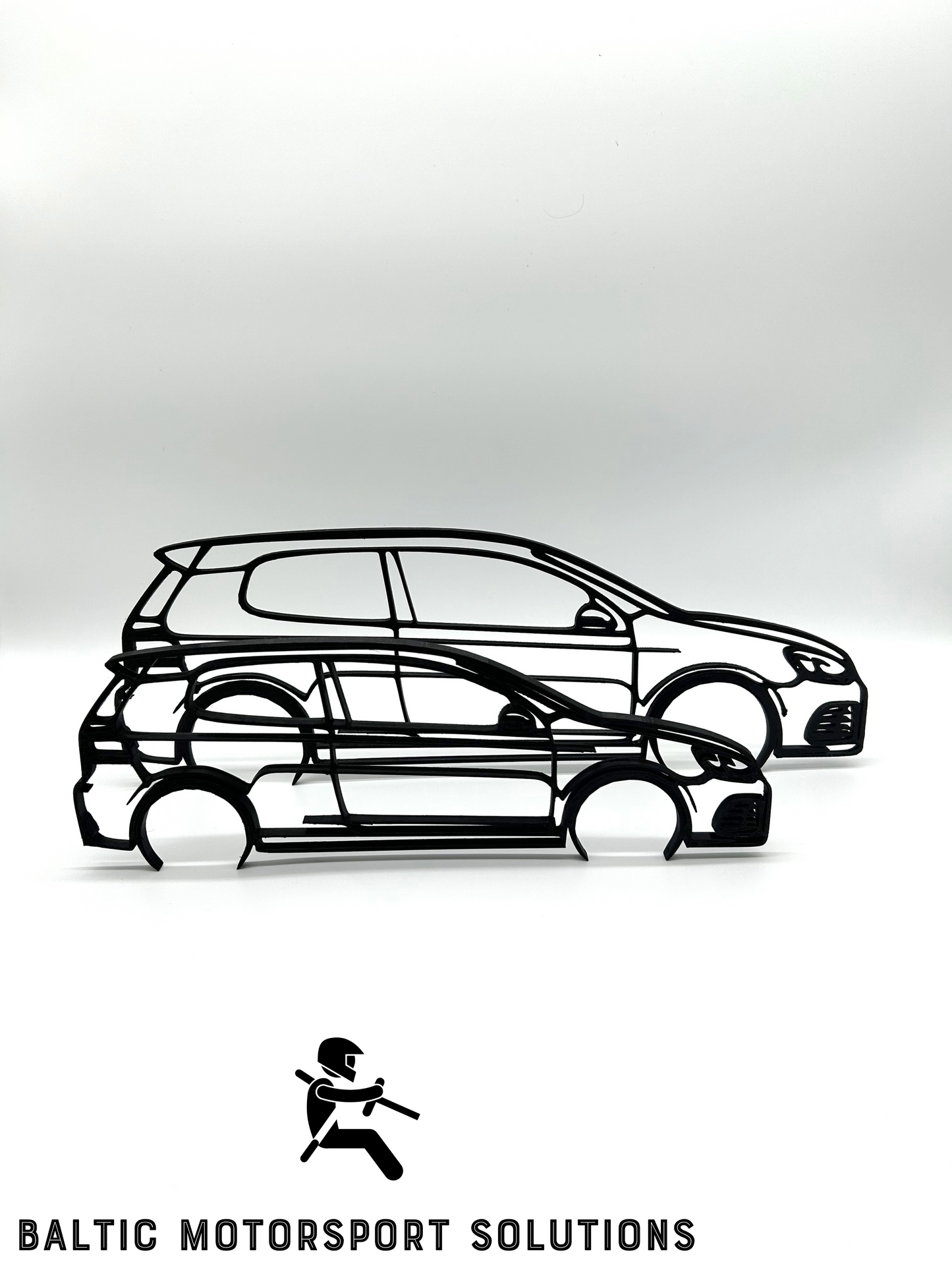 Volkswagen Golf 6 R Silhouette 3D Printed Wall Art
