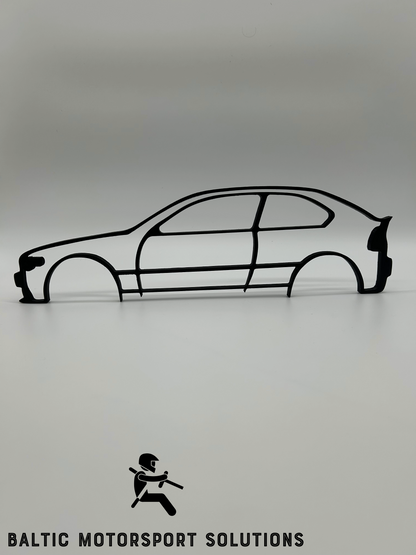 BMW E46 Compact Silhouette 3D Printed Wall Art